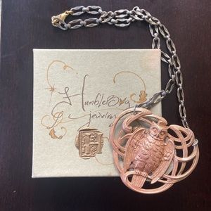 One of a Kind Dual Sided Owl & Clock Pendant Necklace | Humble Bug Jewelry